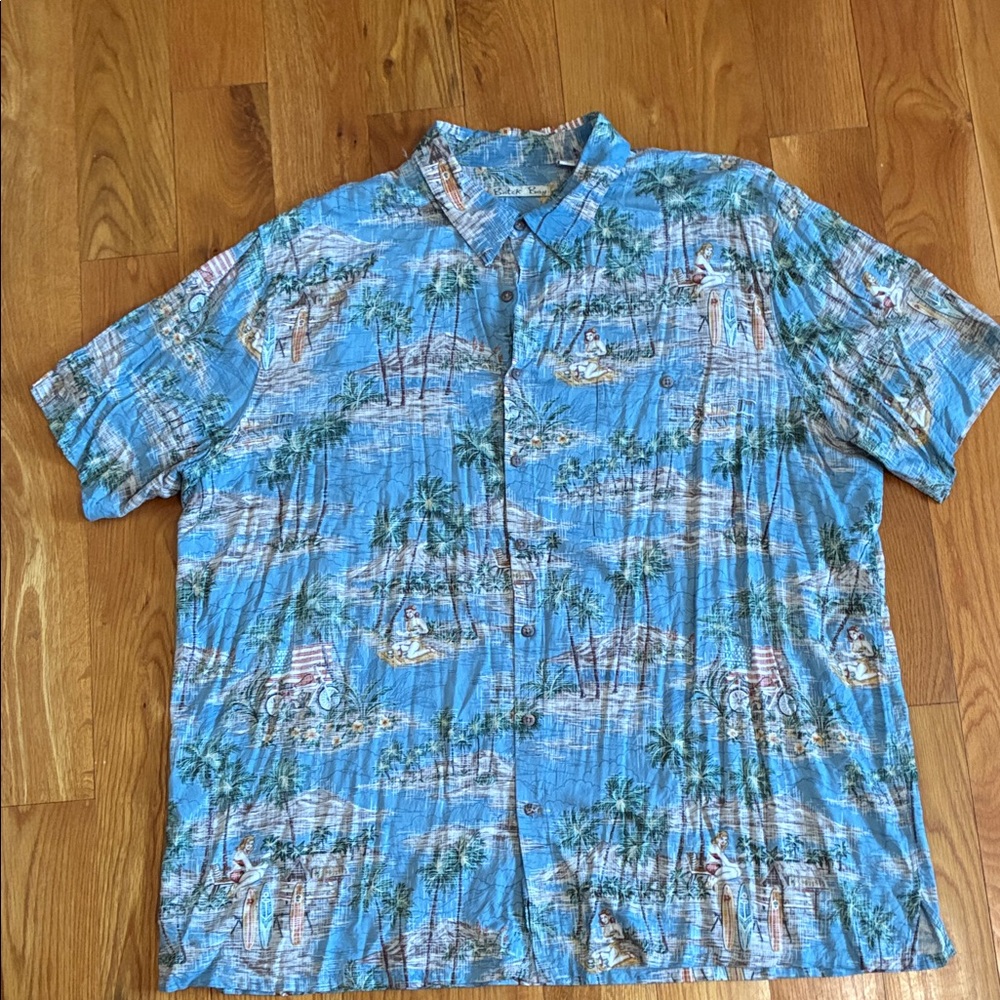 Batik Bay Men's Blue Tropical Print Short-Sleeve Shirt